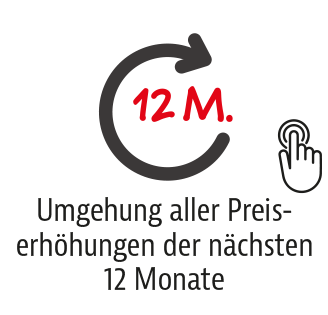 Exklusiver Vorteil: 12 Monate Umgehung aller Preiserhöhungen