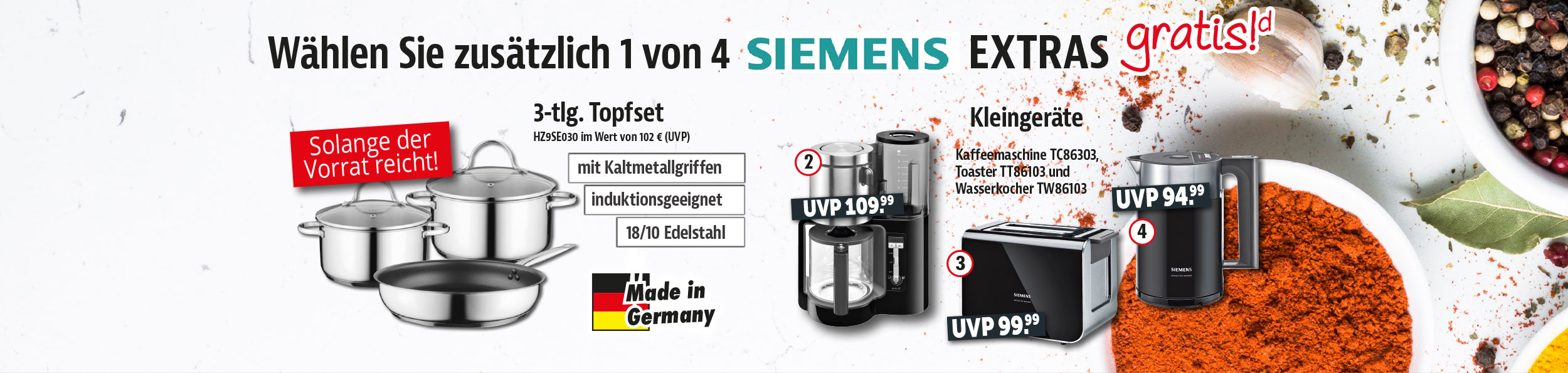 Wählen Sie zusätzlich 1 von 4 Siemens Extras gratis